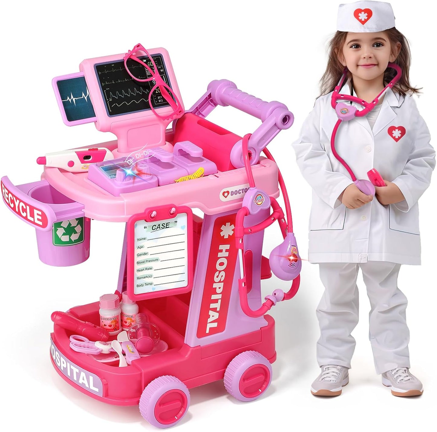Kids Interactive Doctor Play Station | With Trolley, Stethoscope & Dress-Up 🩺