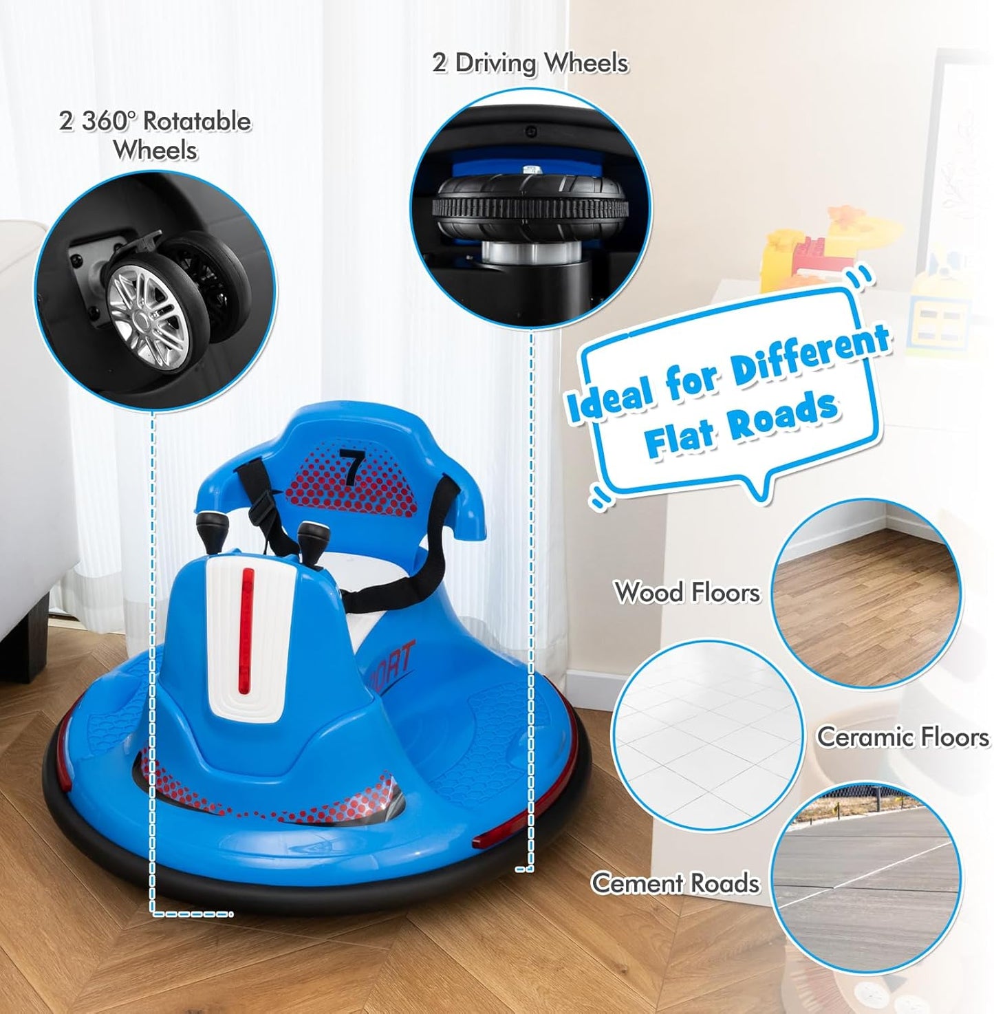 Costzon 12V Kids Ride On Bumper Car, Electric Bumper Car w/Dual Joysticks, Remote Control, 360° Spin, Slow Start Function, LED Lights & Fun Music, Adjustable Safety Belt, Soft Bumper (Pink)