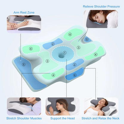 Cooling Ergonomic Memory Foam Neck Pillow - Cervical Support for Pain Relief 😴💤