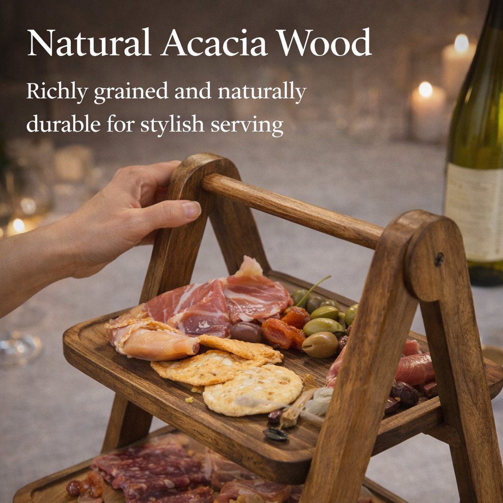 ✨ 3-Tier Wooden Serving Tray Stand