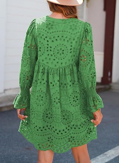 A Line Hollow Out Lace Ruffle Party Dresses (Buy 2 Free Shipping)