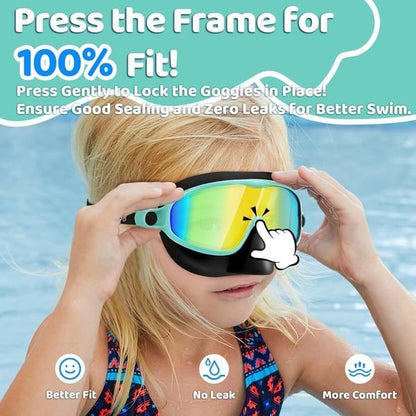 🏊‍♀️ Buy 1 Get 1 Free🏊‍♀️-HD children's large frame waterproof and anti-fog swimming goggles