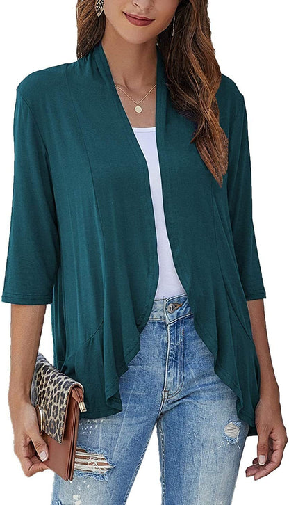 Women's Casual Lightweight Open Front 3/4 Sleeve Cardigans (🔥Same as in the video)