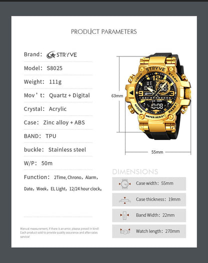 🔥Colourful Men's Digital Sports Waterproof Dual-Screen Electronic Watch