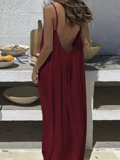 🔥TODAY 49% OFF - 💃Backless Spaghetti Strap Maxi Dress