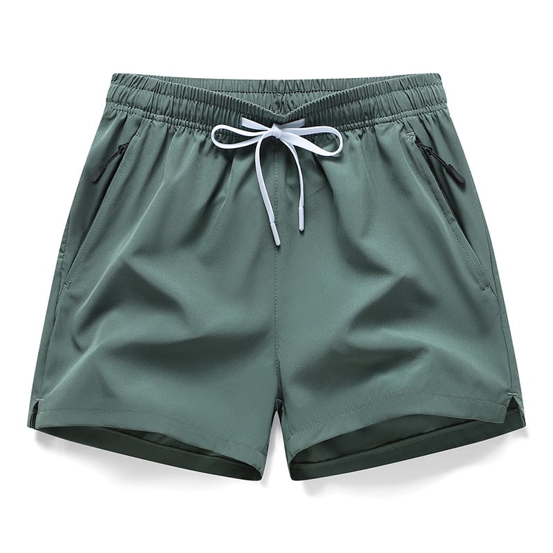 Men's Zipper Pocket Shorts, Regular Fit Casual Drawstring Waist Shorts