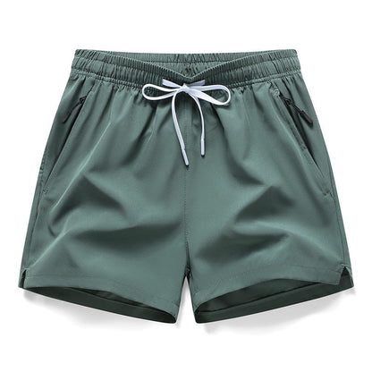 Men's Zipper Pocket Shorts, Regular Fit Casual Drawstring Waist Shorts