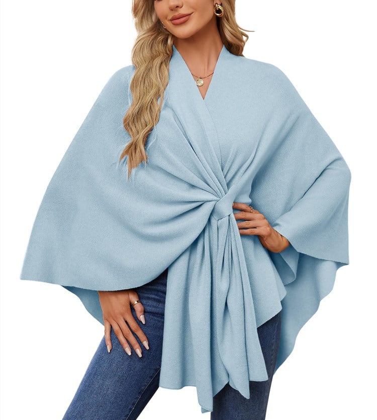 🔥LAST DAY SALE 57% OFF - Elegant Shawl Wraps Soft Open Front Poncho Sweater (30% cashmere)