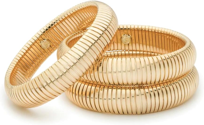 Ettika Gold Bangles For Women, Set of Womens Bracelets. 3Pcs