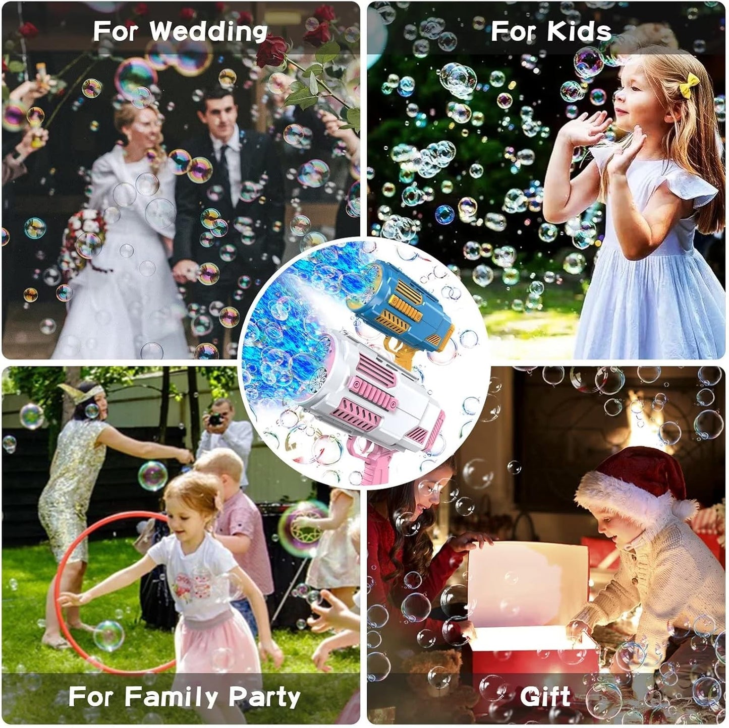 Bubble Gun, 69 Holes Bubble Machine Bubbles Kids Toys for Boys Girls Age 3 4 5 6 7 8 9 10 11 12 Year Old, Summer Outdoor Toy Birthday Wedding Party Halloween Favors