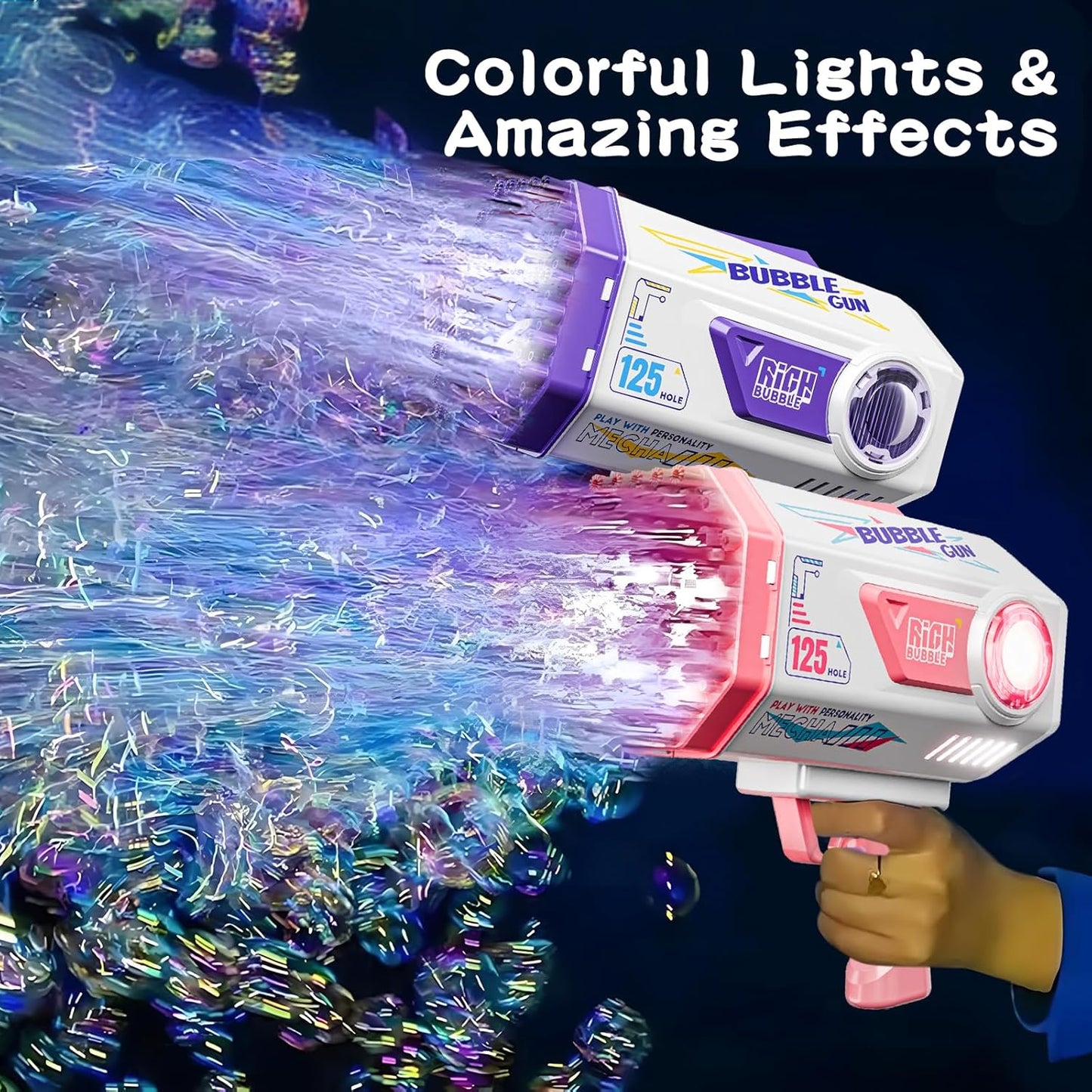 Bubble Gun, 69 Holes Bubble Machine Bubbles Kids Toys for Boys Girls Age 3 4 5 6 7 8 9 10 11 12 Year Old, Summer Outdoor Toy Birthday Wedding Party Halloween Favors