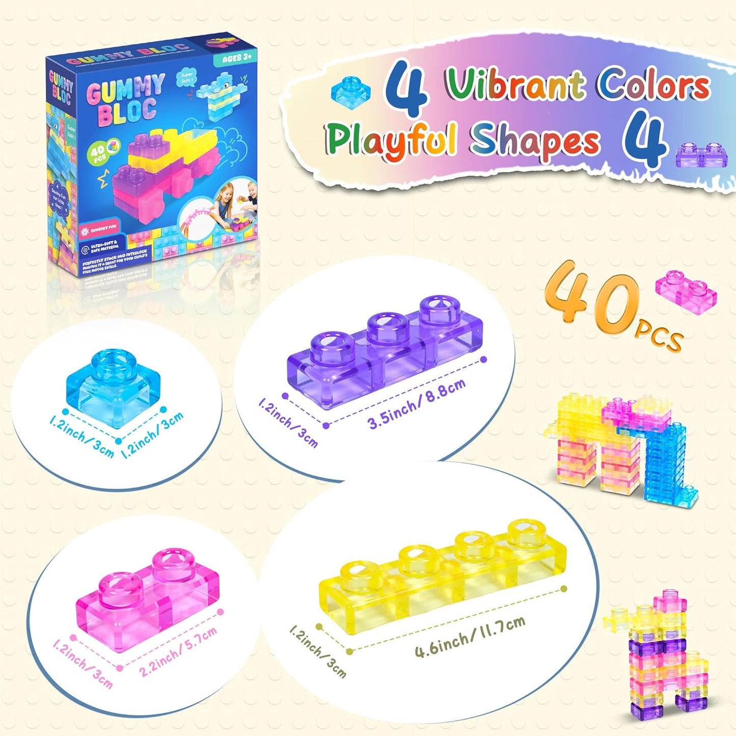 Soft Sensory Building Blocks | 40-Piece Montessori Set 🧱