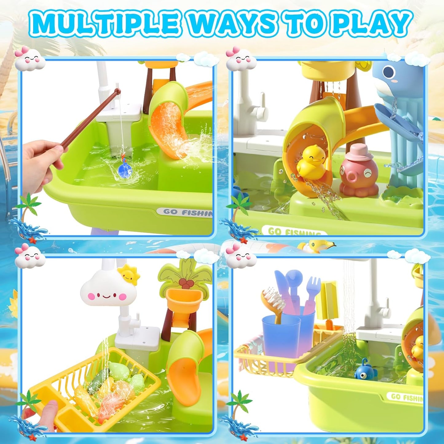 4-in-1 Magic Water & Sand Activity Table | Interactive Play Sink Set 🦀💧