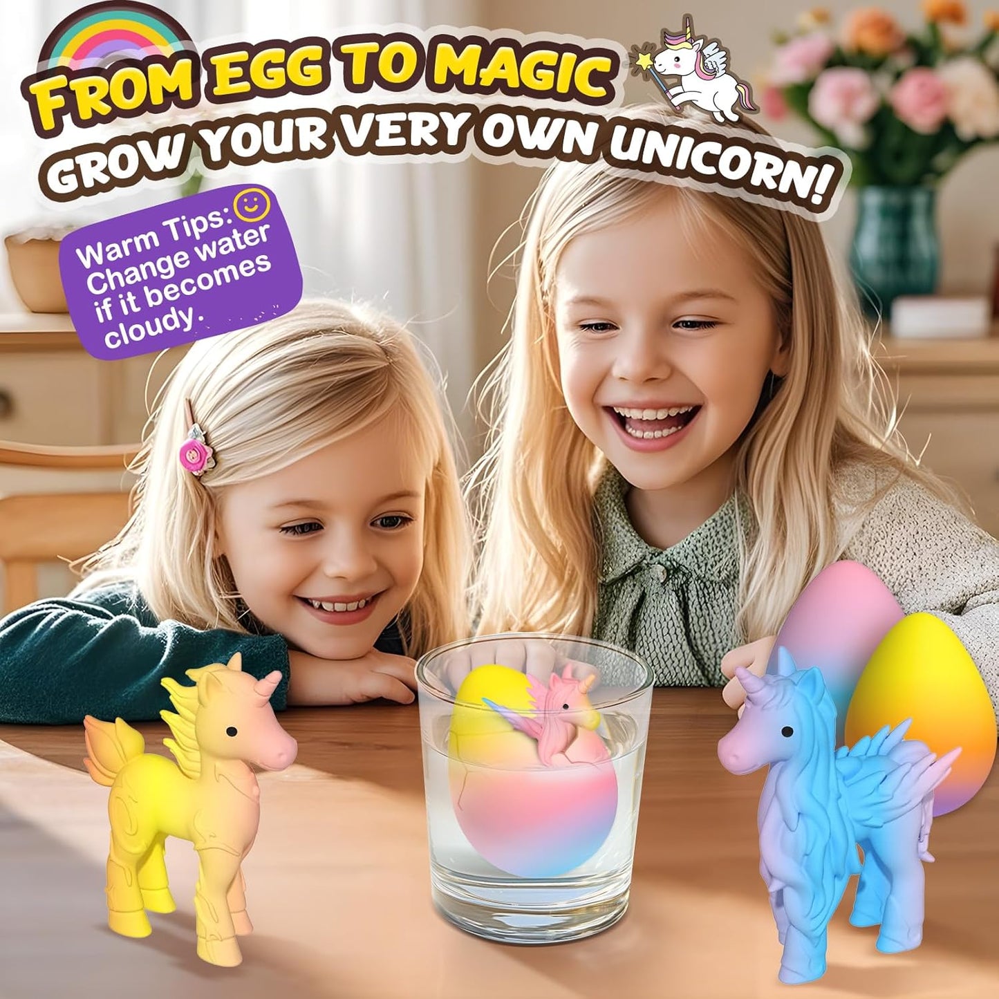 🎁 Unicorn Hatching Rainbow Eggs for Kids - 6 Pack Unicorn Toys Craft Kits for Boys & Girls