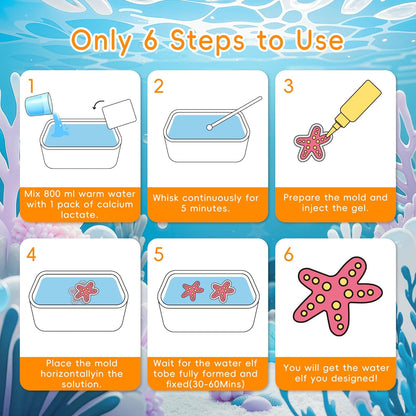 🎉Grand Opening – 50% Off!⏰️ Magic Water Elf Toy Kit for Kids – 20 Gels (11 Standard + 6 Glitter + 3 Glow) & 10 Molds, DIY Squishy Maker, Aqua Fairy Gel Toys, Night Glow & Glitter, Valentine Gifts for Boys & Girls 3+