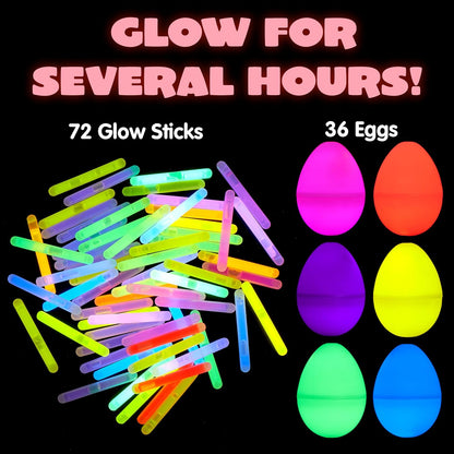 🌙100 Pcs Easter Eggs with 150 Pcs Mini Glow Sticks for Kids 🐰