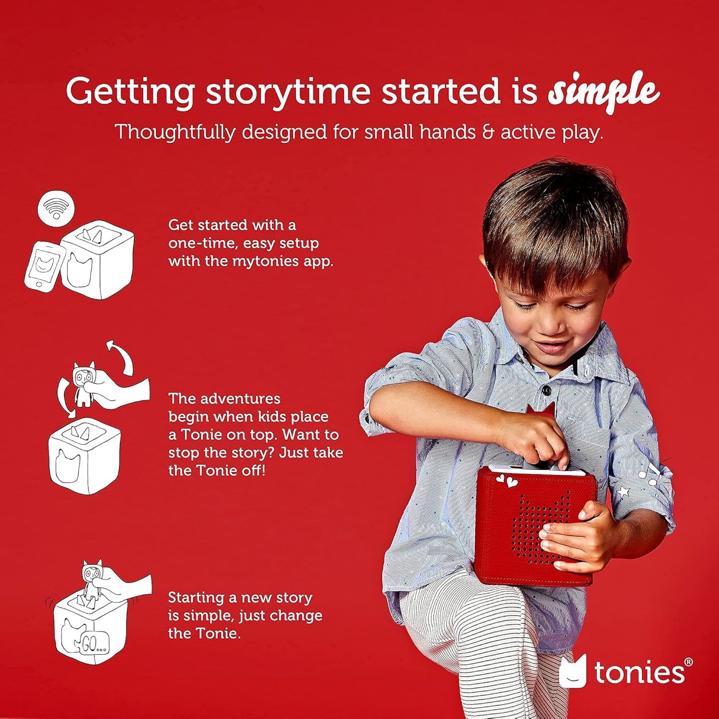 Toniebox 1 Audio Player Starter Set with Playtime Puppy - Listen, Learn, and Play with One Huggable Little Box - Light Blue