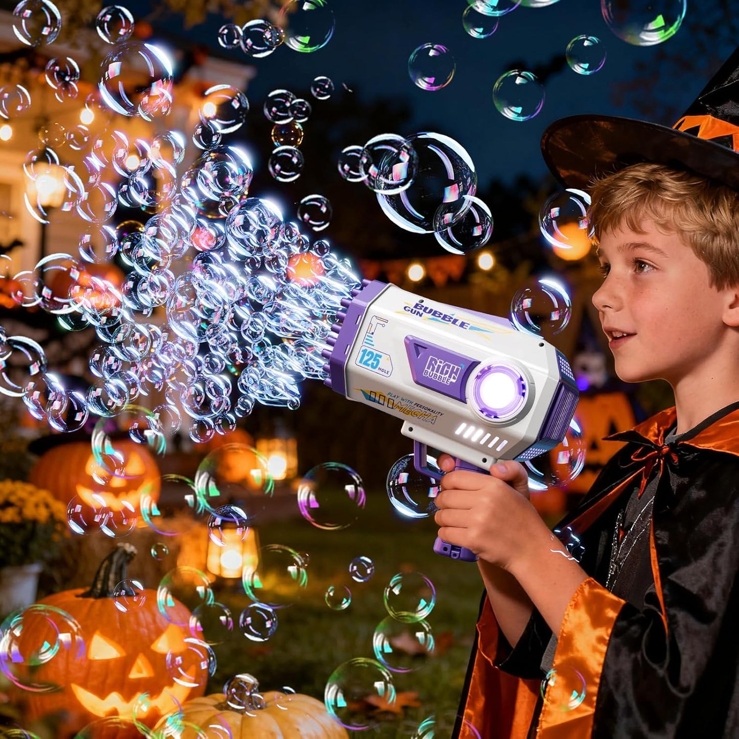 Bubble Gun, 69 Holes Bubble Machine Bubbles Kids Toys for Boys Girls Age 3 4 5 6 7 8 9 10 11 12 Year Old, Summer Outdoor Toy Birthday Wedding Party Halloween Favors