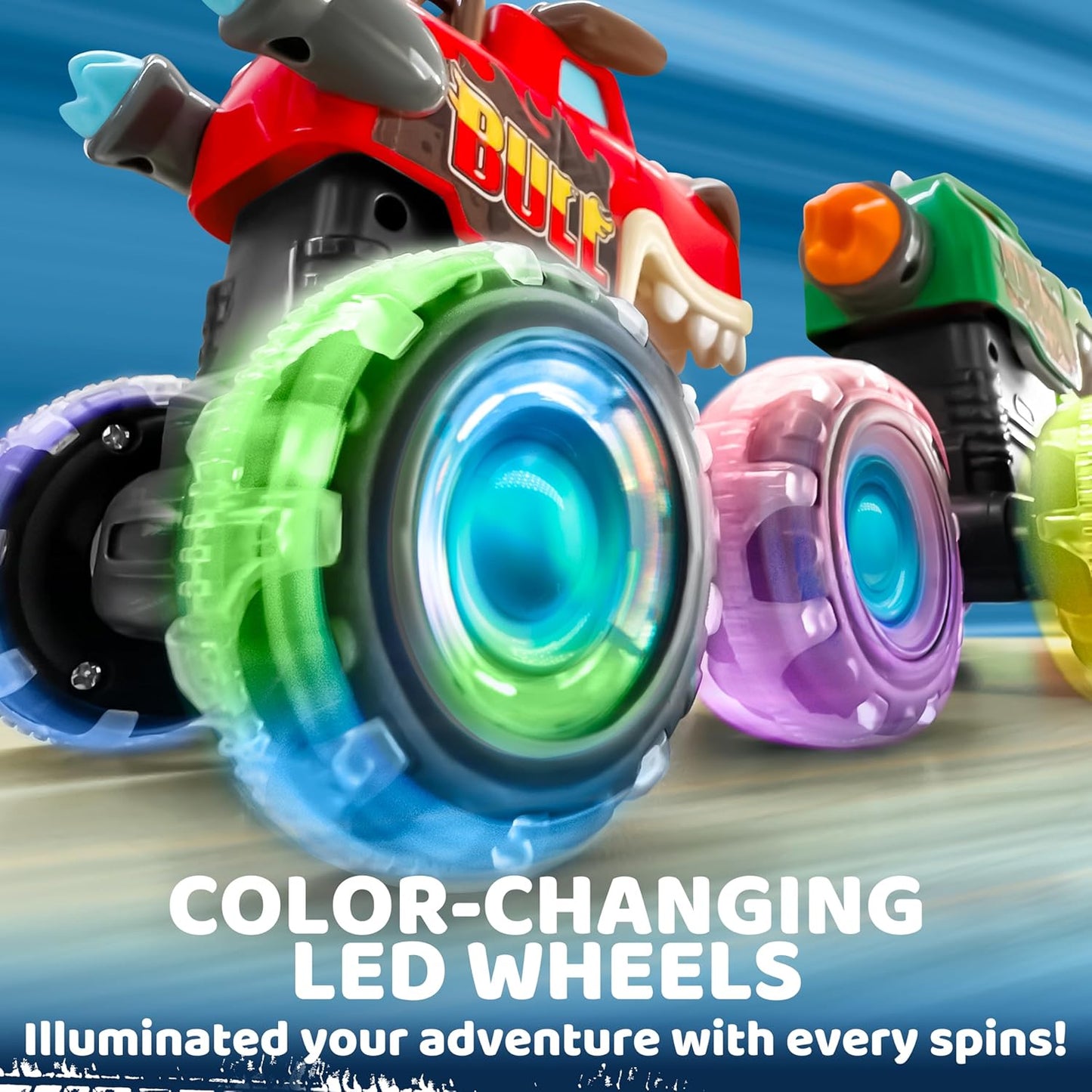 💥 3 Pack Monster Truck Toy | Motion Activated Light Up Cars for Toddlers