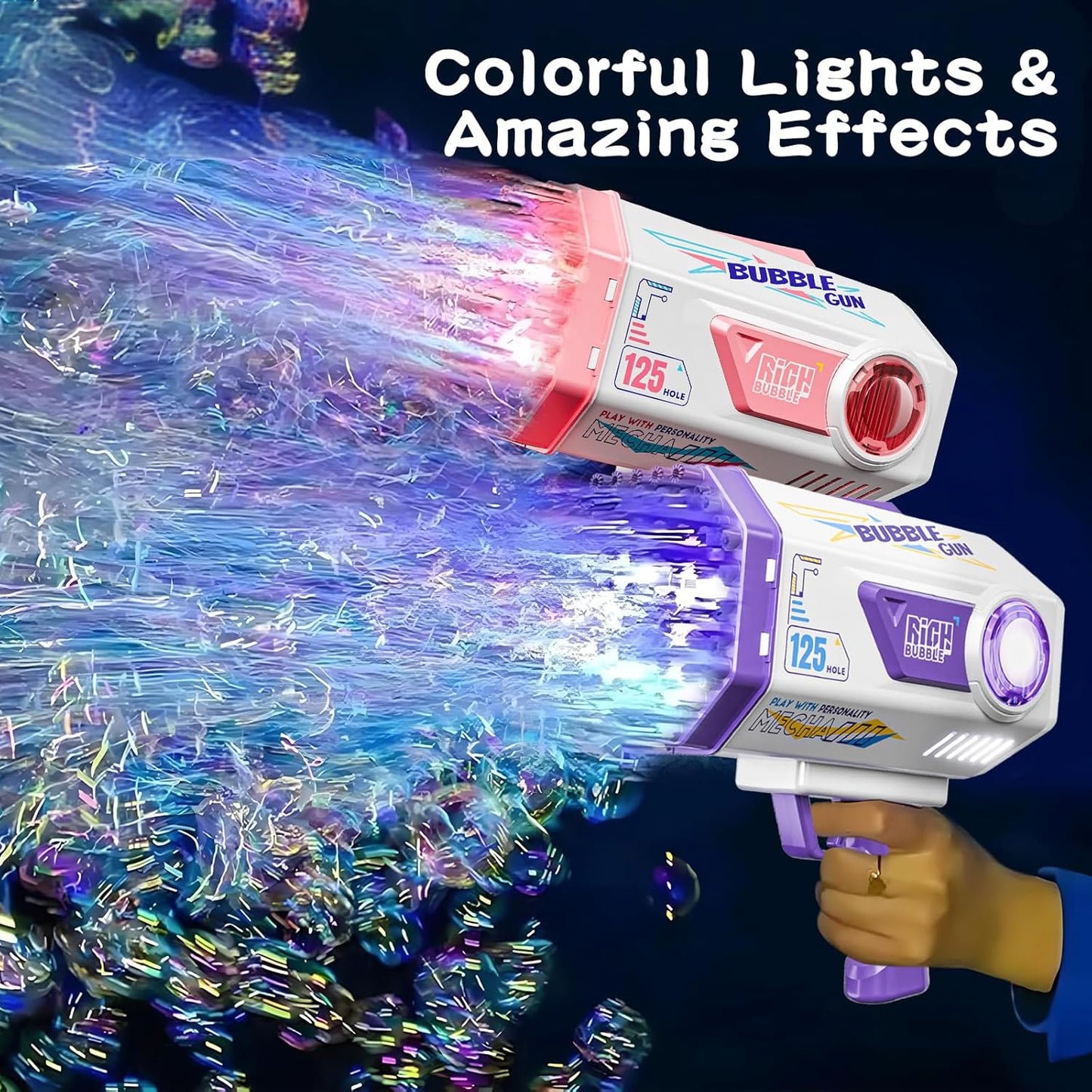 Bubble Gun, 69 Holes Bubble Machine Bubbles Kids Toys for Boys Girls Age 3 4 5 6 7 8 9 10 11 12 Year Old, Summer Outdoor Toy Birthday Wedding Party Halloween Favors