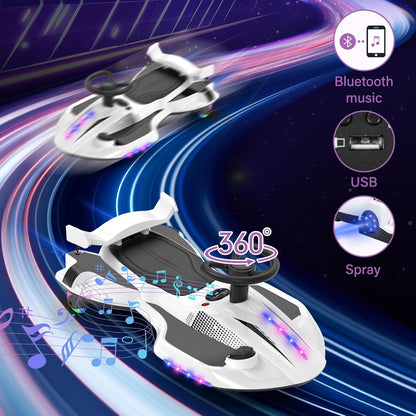 12V Electric Swing Car | Drift Kart with Bluetooth & LED Wheels 🏎️