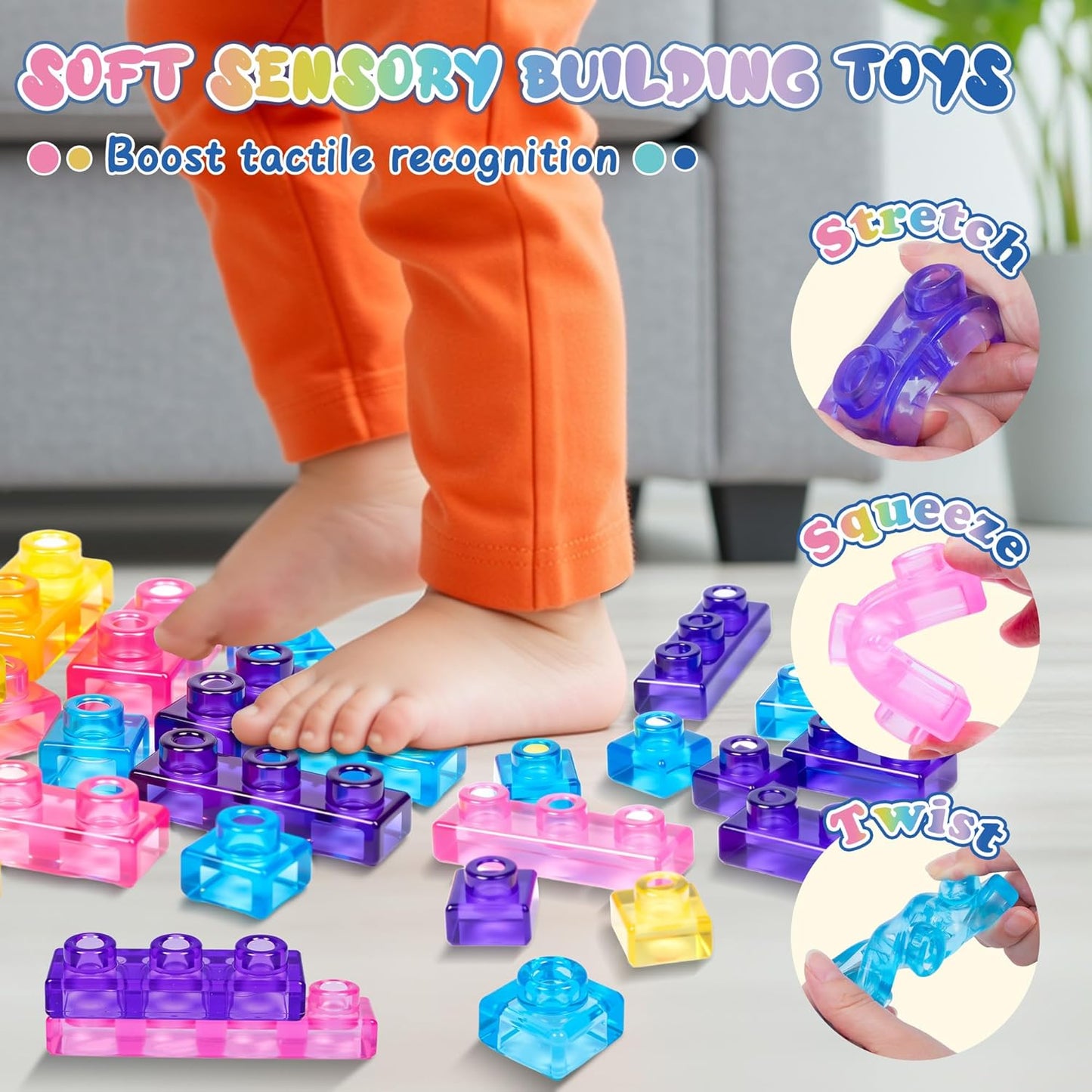 Soft Sensory Building Blocks | 40-Piece Montessori Set 🧱