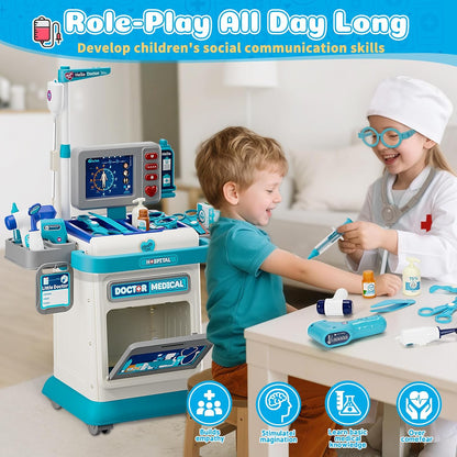Kids Interactive Doctor Play Station | With Trolley, Stethoscope & Dress-Up 🩺