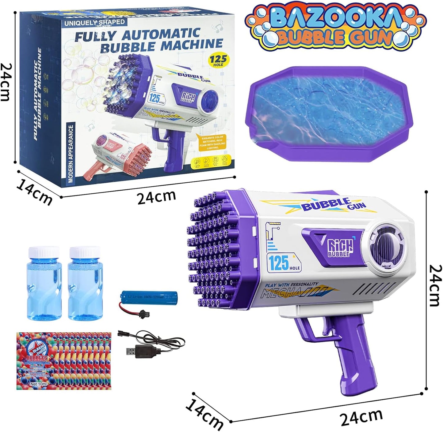 Bubble Gun, 69 Holes Bubble Machine Bubbles Kids Toys for Boys Girls Age 3 4 5 6 7 8 9 10 11 12 Year Old, Summer Outdoor Toy Birthday Wedding Party Halloween Favors