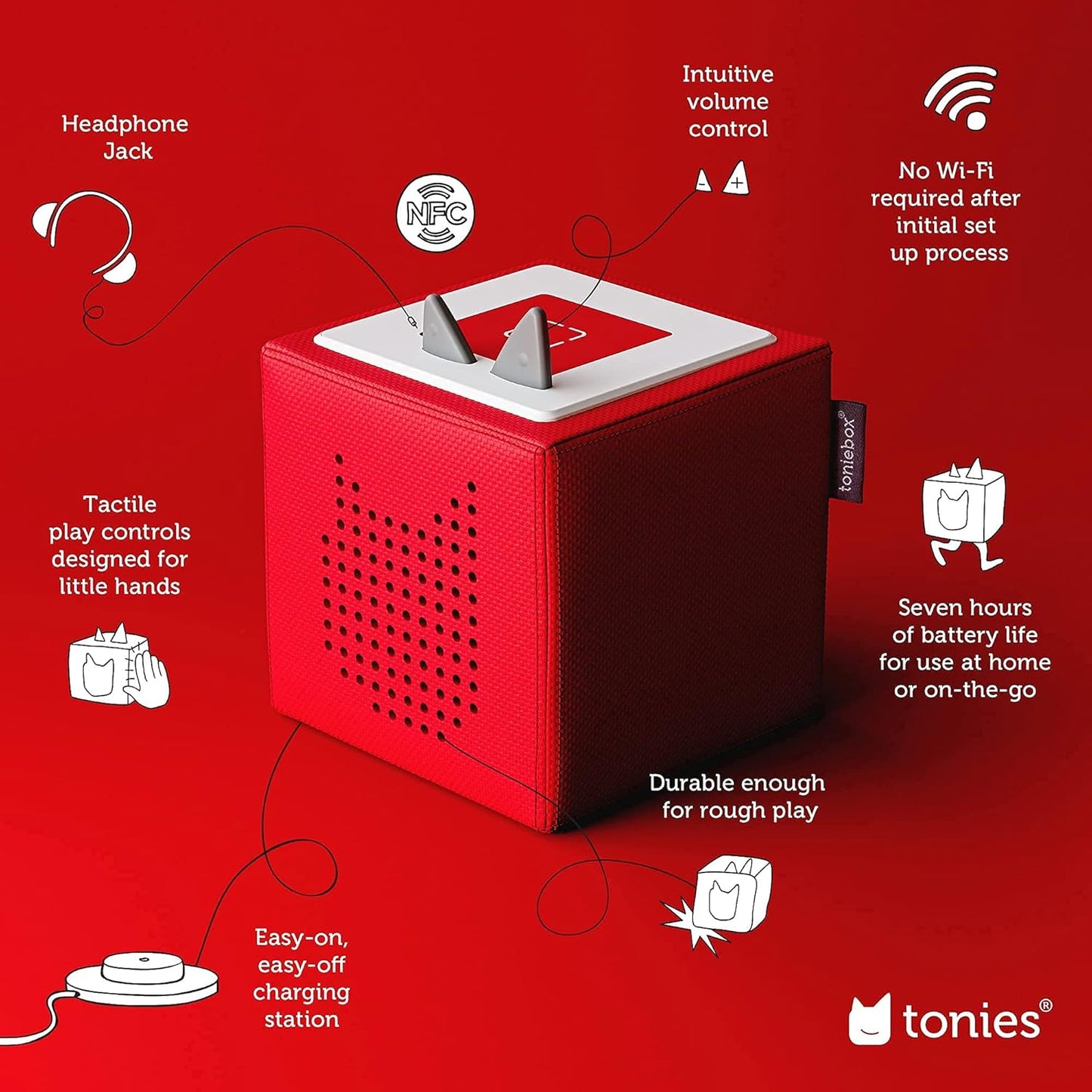 Toniebox 1 Audio Player Starter Set with Playtime Puppy - Listen, Learn, and Play with One Huggable Little Box - Light Blue