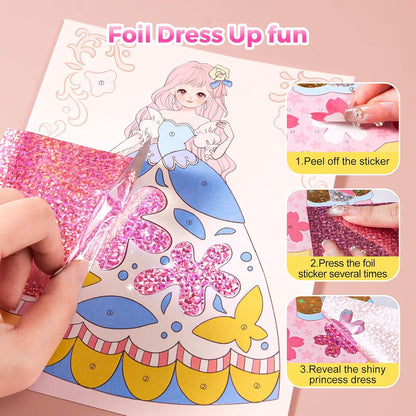 🎁 4 in 1 Princess Art Craft Kits, Foil Crafts Art Fun & Gem Painting 🐰