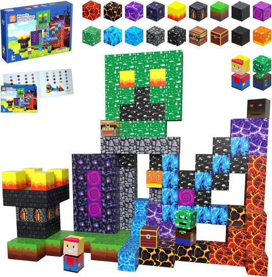150PCS Magnetic Blocks, Magnet Building Cube Toy, Build 3D Pink Princess Castle Set for Girls