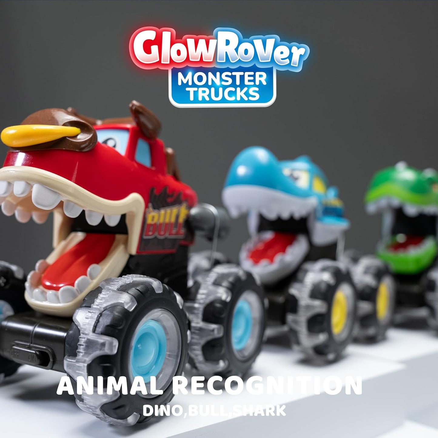 💥 3 Pack Monster Truck Toy | Motion Activated Light Up Cars for Toddlers