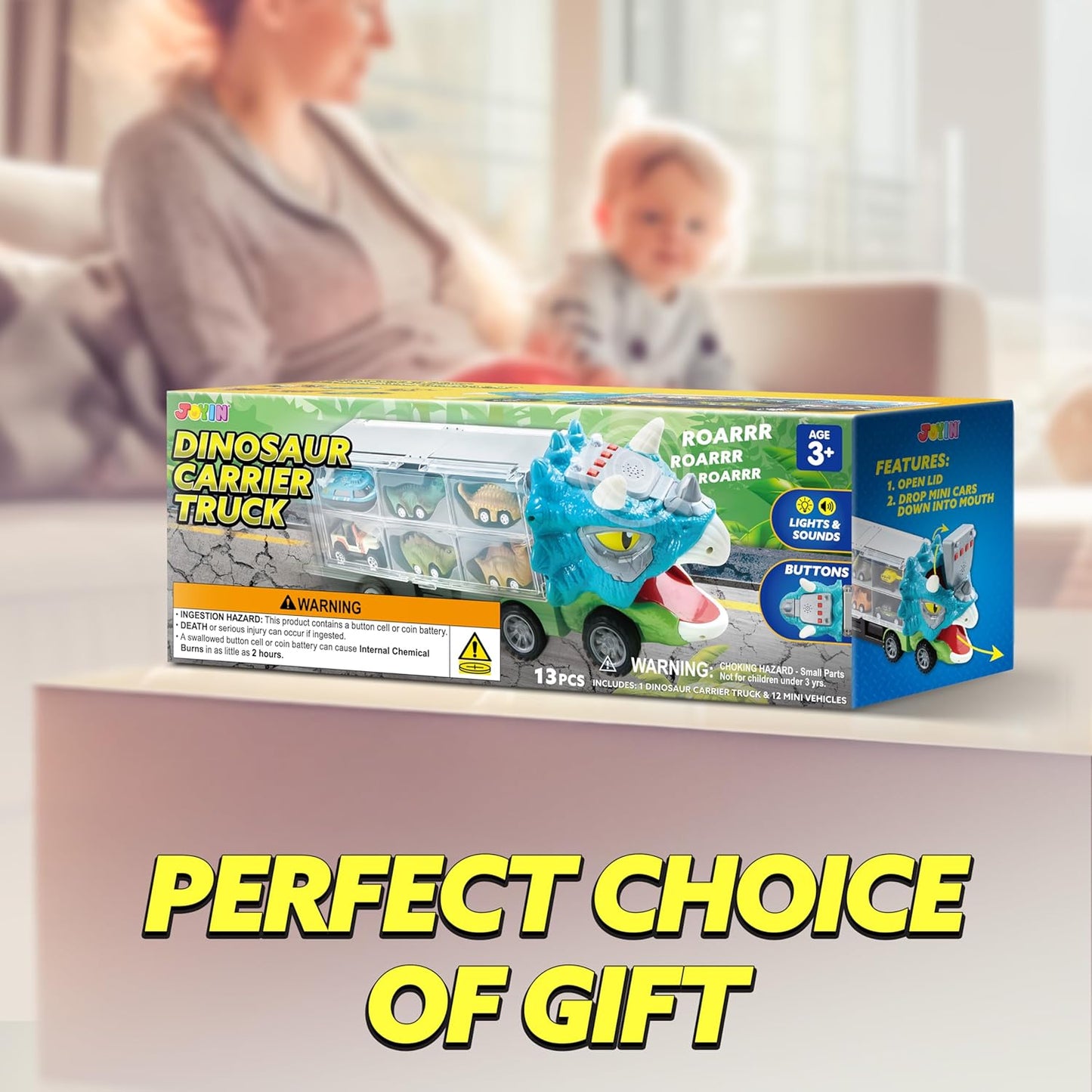 ⏰ LAST DAY 60% OFF 💥 13 in 1 Dinosaur Toys for Kids 3-5, Dinosaur Truck with 12 Pull Back Cars, Birthday Gifts Toys for 3 4 5+ Year Old Boy, Transport Carrier Truck for Toddlers, Christmas Great Gifts for Grandkids