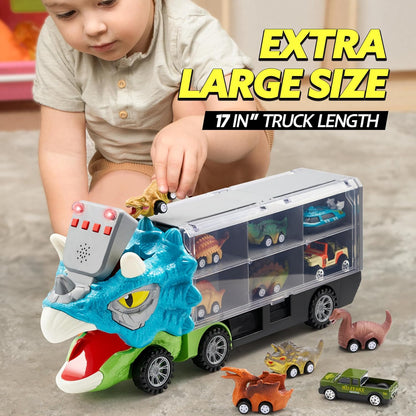 ⏰ LAST DAY 60% OFF 💥 13 in 1 Dinosaur Toys for Kids 3-5, Dinosaur Truck with 12 Pull Back Cars, Birthday Gifts Toys for 3 4 5+ Year Old Boy, Transport Carrier Truck for Toddlers, Christmas Great Gifts for Grandkids