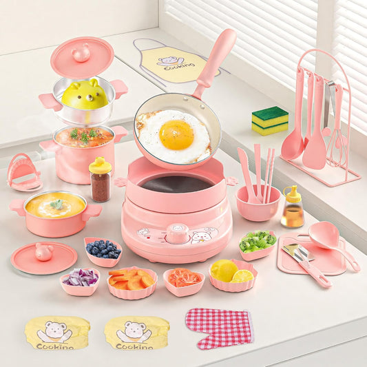 🎉Grand Opening – 50% Off!⏰️ Kids Cooking Sets Real Pink Play Mini Kitchen, Safe Real Food Making Knife Set for Children 8-12 Girls Toddler Montessori Toys
