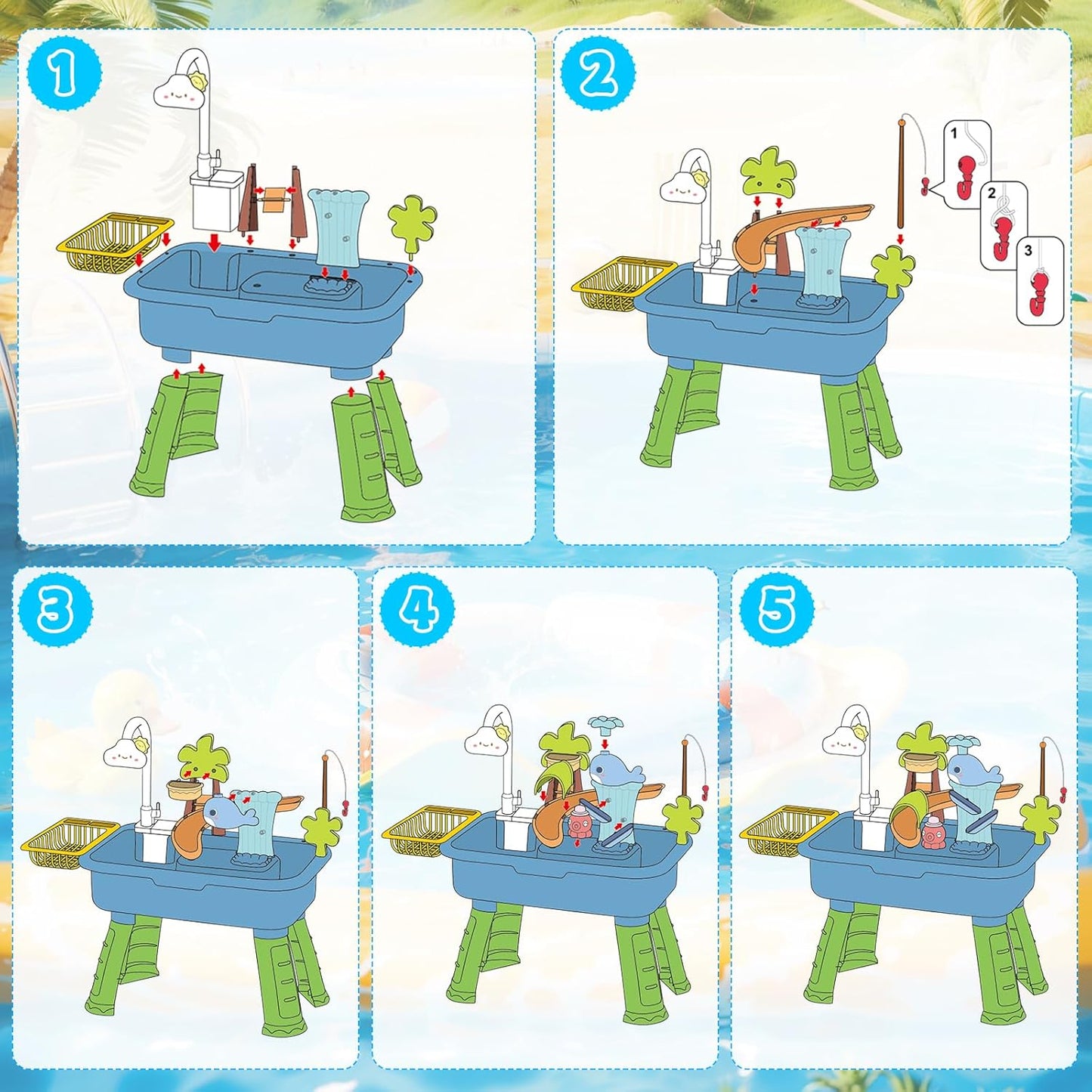 4-in-1 Magic Water & Sand Activity Table | Interactive Play Sink Set 🦀💧