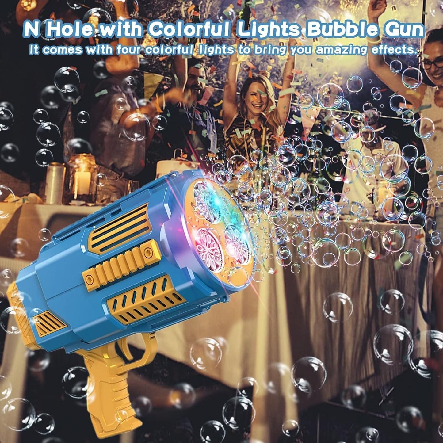 Bubble Gun, 69 Holes Bubble Machine Bubbles Kids Toys for Boys Girls Age 3 4 5 6 7 8 9 10 11 12 Year Old, Summer Outdoor Toy Birthday Wedding Party Halloween Favors
