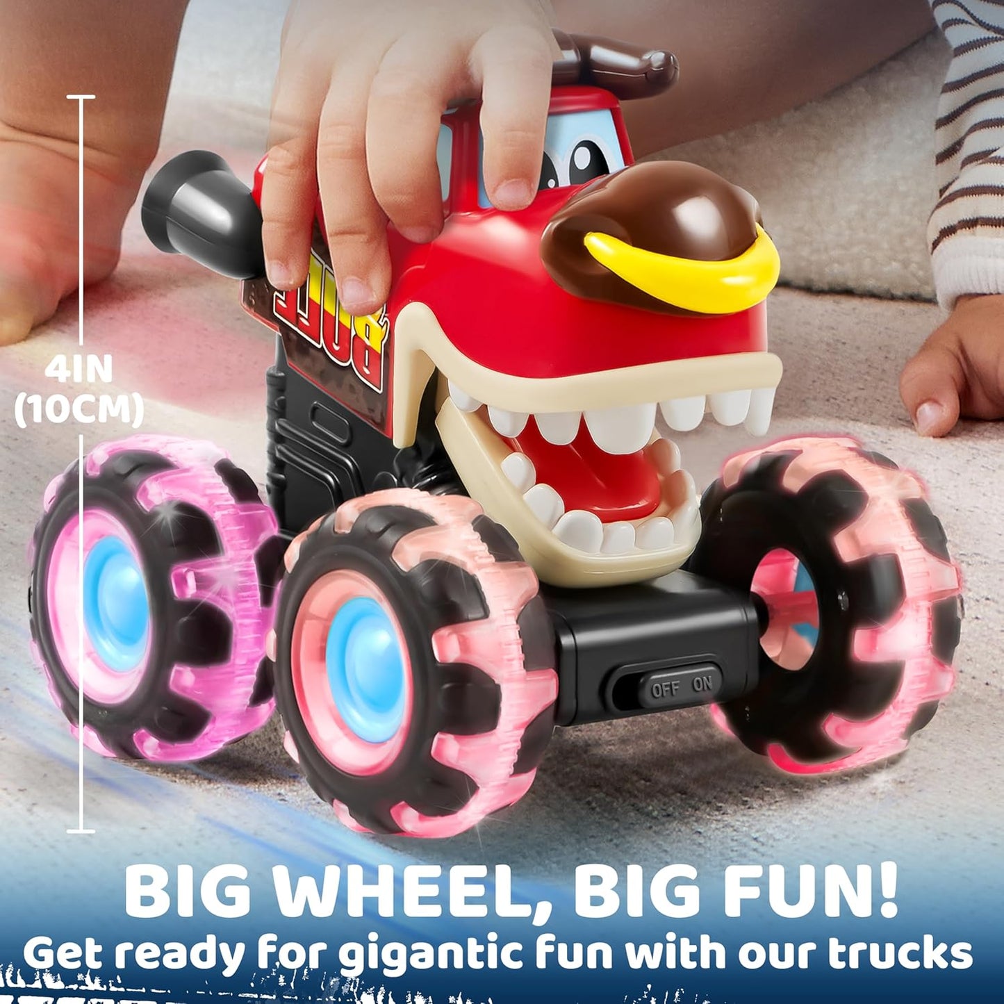 💥 3 Pack Monster Truck Toy | Motion Activated Light Up Cars for Toddlers