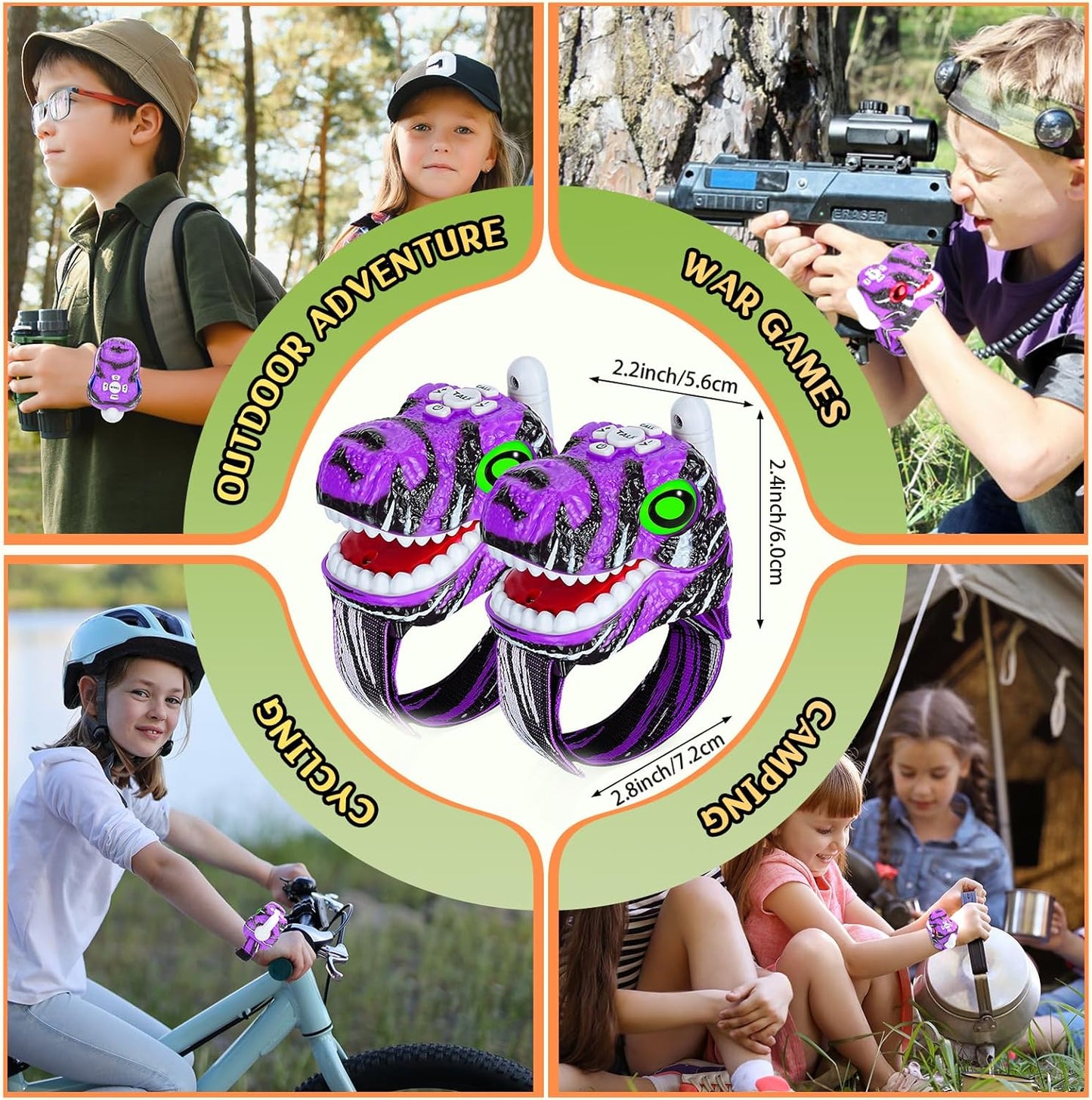 ⏰ LAST DAY 60% OFF 💥 Walkie Talkies for Kids 2 Packs, Kids Toys for Boys Girls Aged 3 to 8 Years Old for Outdoor Adventure, Camping, Halloween, Christmas, Birthday Gifts (Blue, Dinosaur)