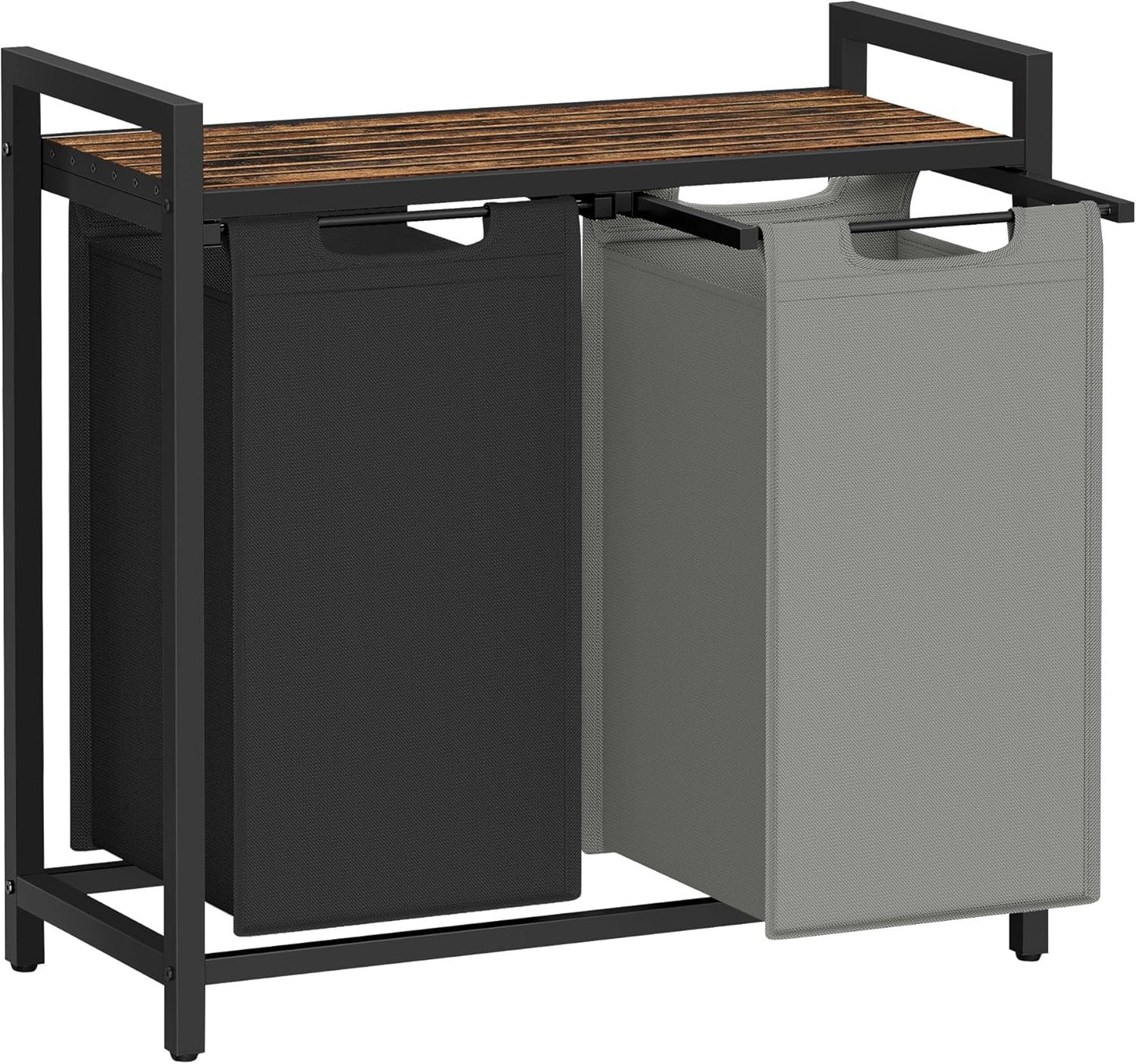 2-Compartment Laundry Hamper with Shelf - 92L Large Capacity Sorter with Removable Bags