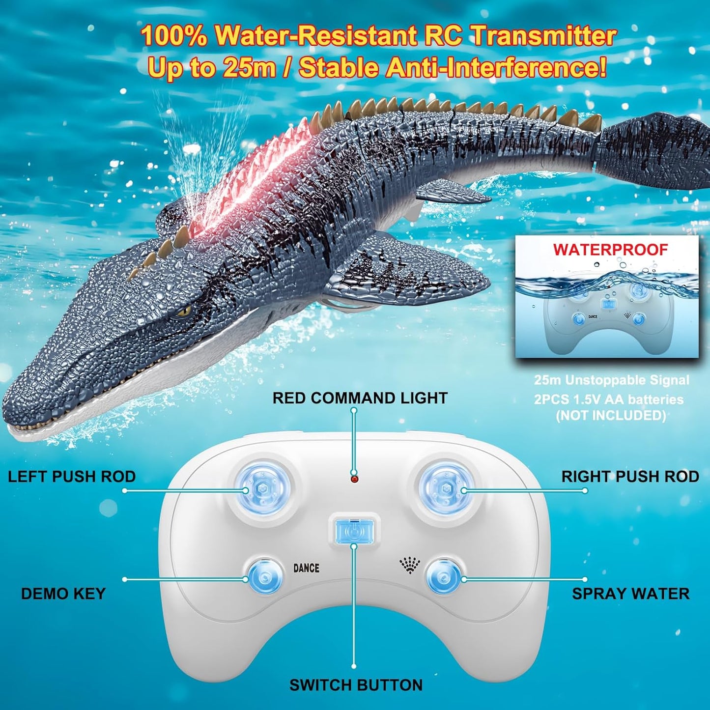 ⏰Kids' Gifts 💥 Remote Control Dinosaur Jurassic T Rex Toys for Boys Electronic RC Spray Raptor Walking Roaring Tyrannosaurus Rex Realistic 18.1" Rechargeable Birthday Gift for Kids Girls 3 4 5 6 7