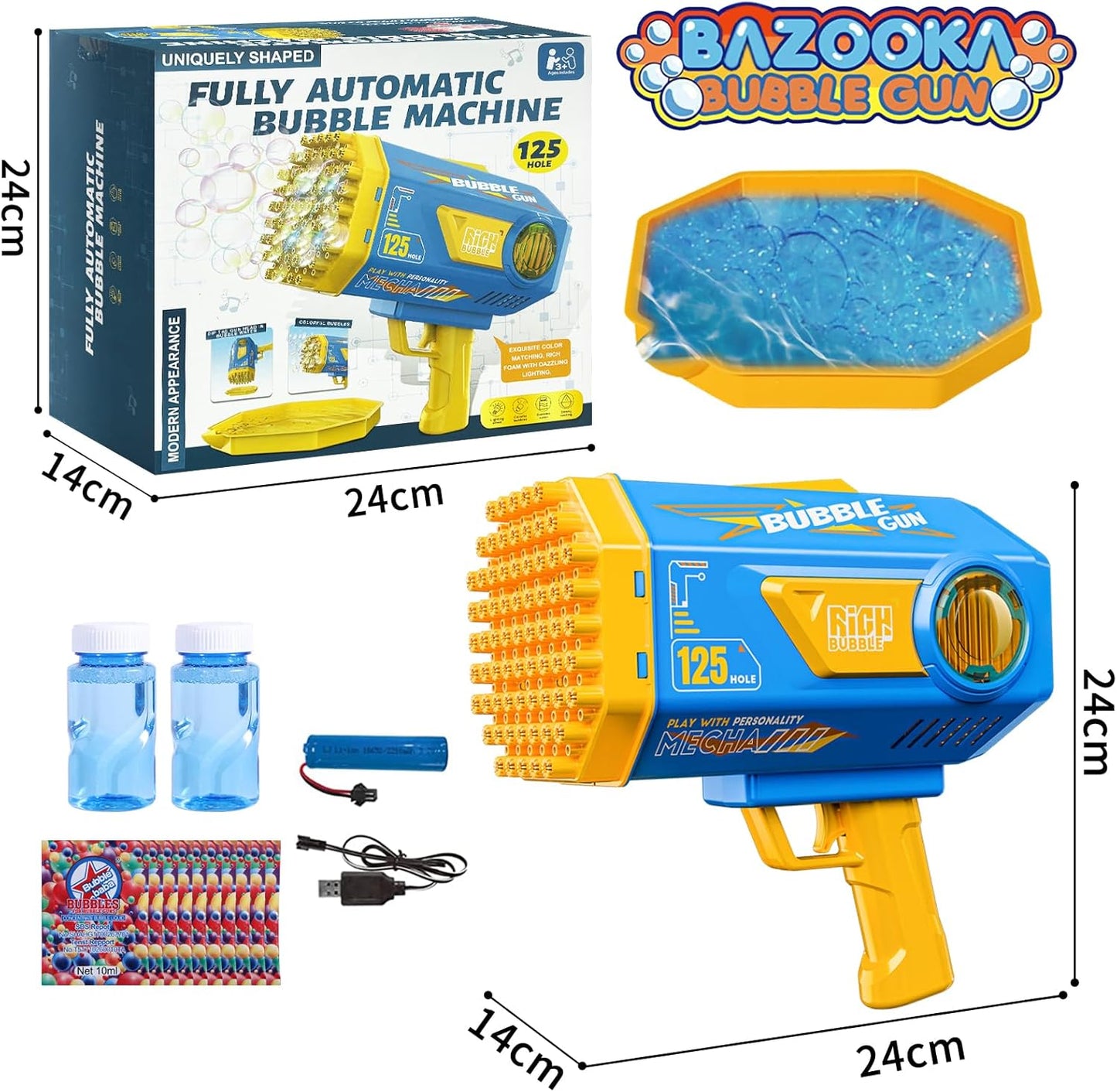 Bubble Gun, 69 Holes Bubble Machine Bubbles Kids Toys for Boys Girls Age 3 4 5 6 7 8 9 10 11 12 Year Old, Summer Outdoor Toy Birthday Wedding Party Halloween Favors