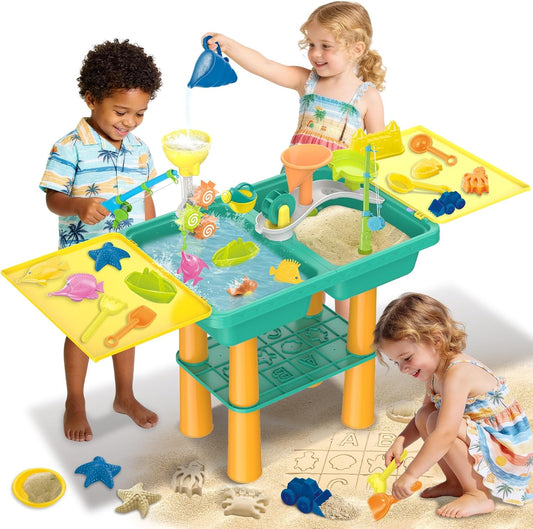 2-in-1 Sand & Water Activity Table | 25-Piece Sensory Play Set 🏖️💦