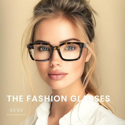 🎁Buy 1 Get 3 Packs✨👓Tortoiseshell Reading Glasses – Blue Light Blocking Oversized Square Readers