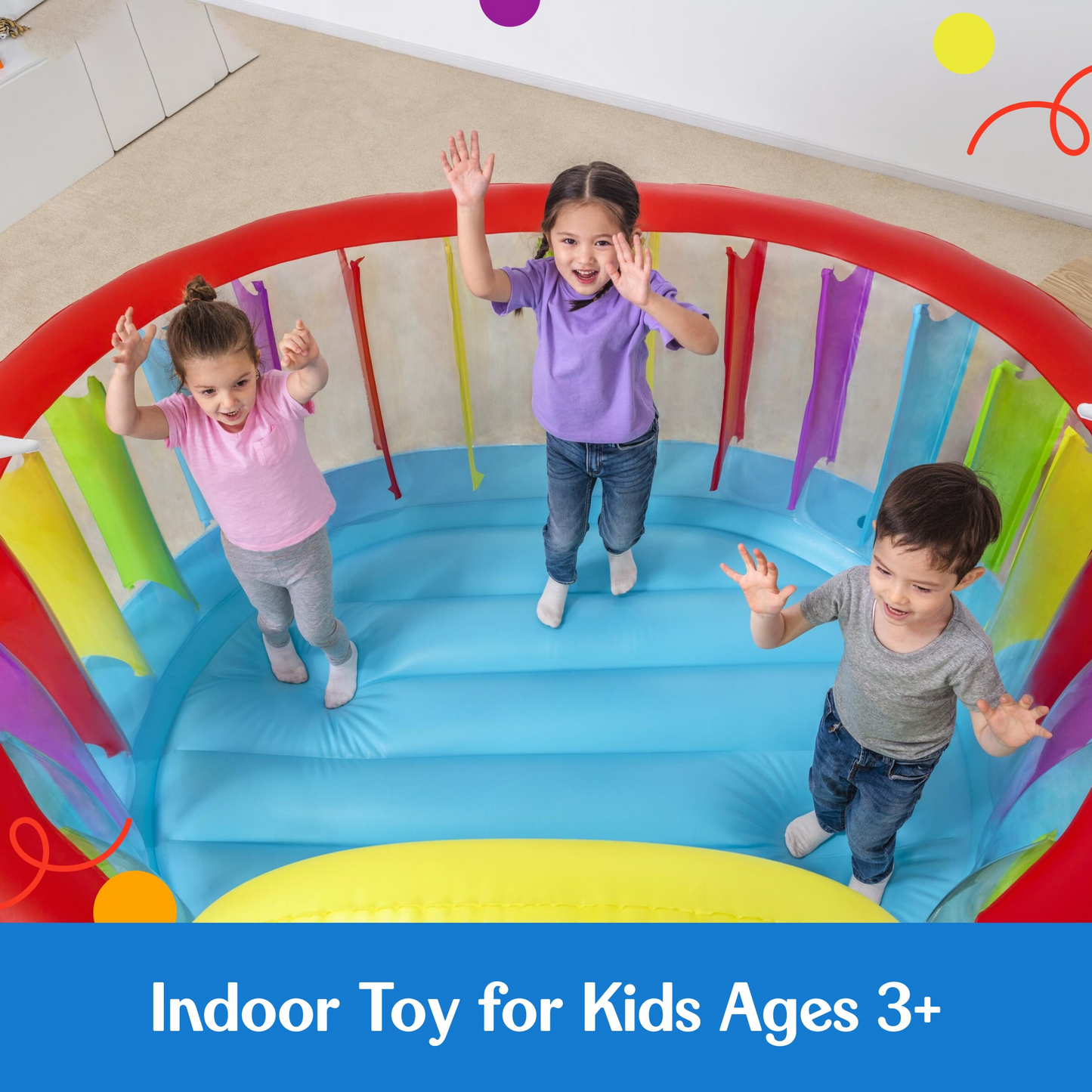 🎉Grand Opening – 50% Off!⏰️  Bestway Bouncetopia Multi-Color Child PVC Bouncer with Built-in Pump