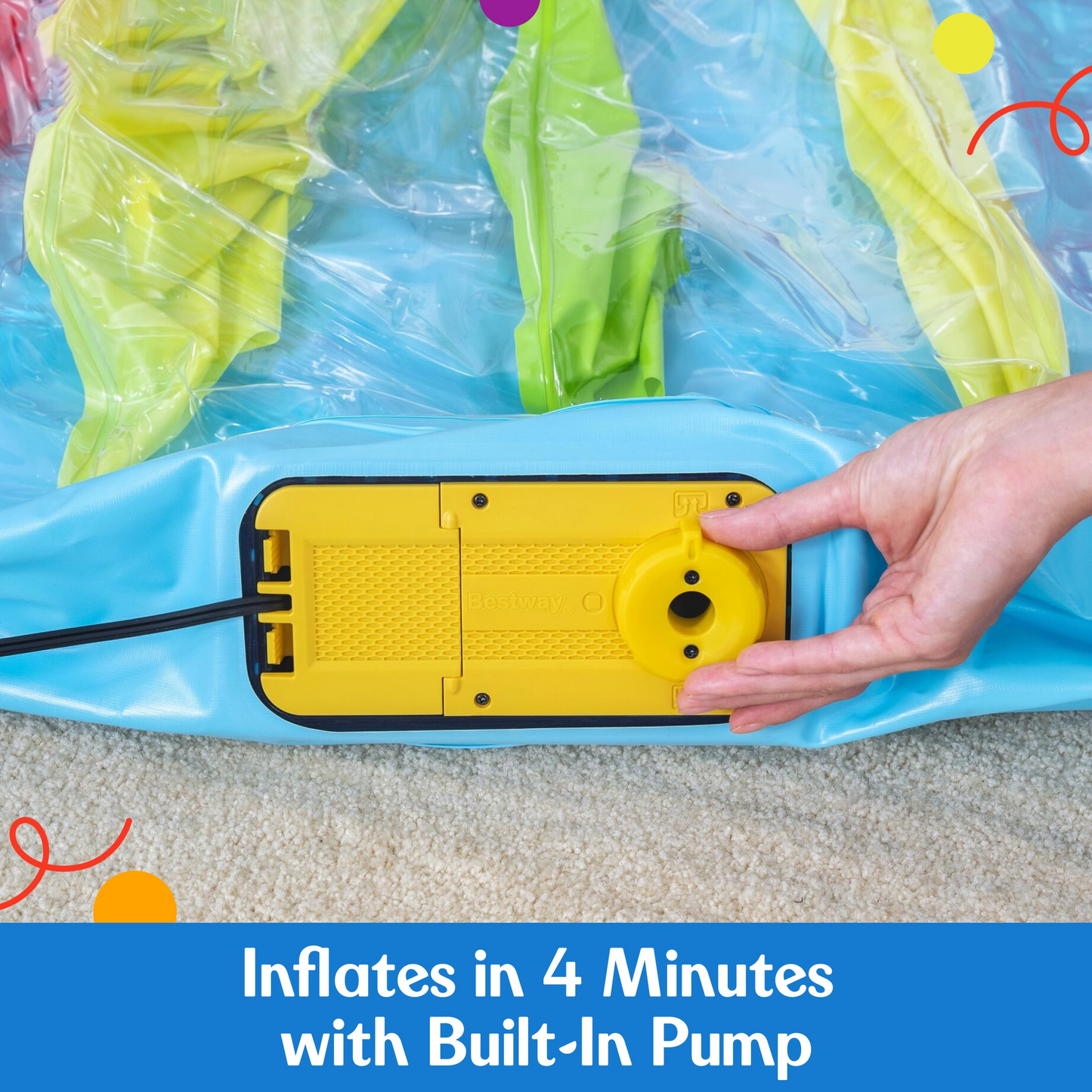 🎉Grand Opening – 50% Off!⏰️  Bestway Bouncetopia Multi-Color Child PVC Bouncer with Built-in Pump