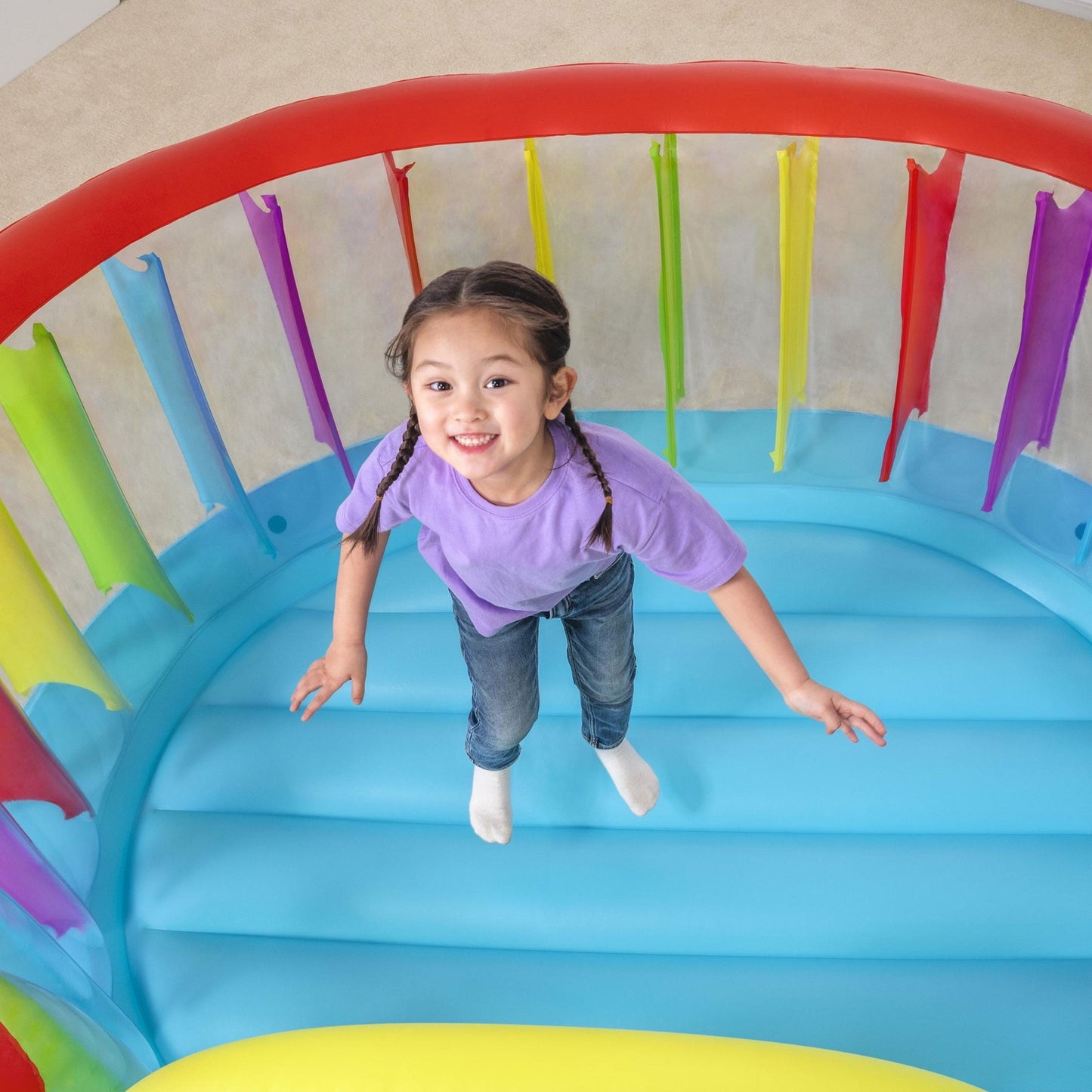 🎉Grand Opening – 50% Off!⏰️  Bestway Bouncetopia Multi-Color Child PVC Bouncer with Built-in Pump