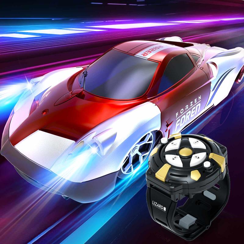 Wall Climbing Car，Electric Remote Toy Racing, with LED Light High-Speed Hobby Toy Vehicle, RC Car Gifts Age 3 4 5 6 7 8 9 Year Old Boys Girls(Red）