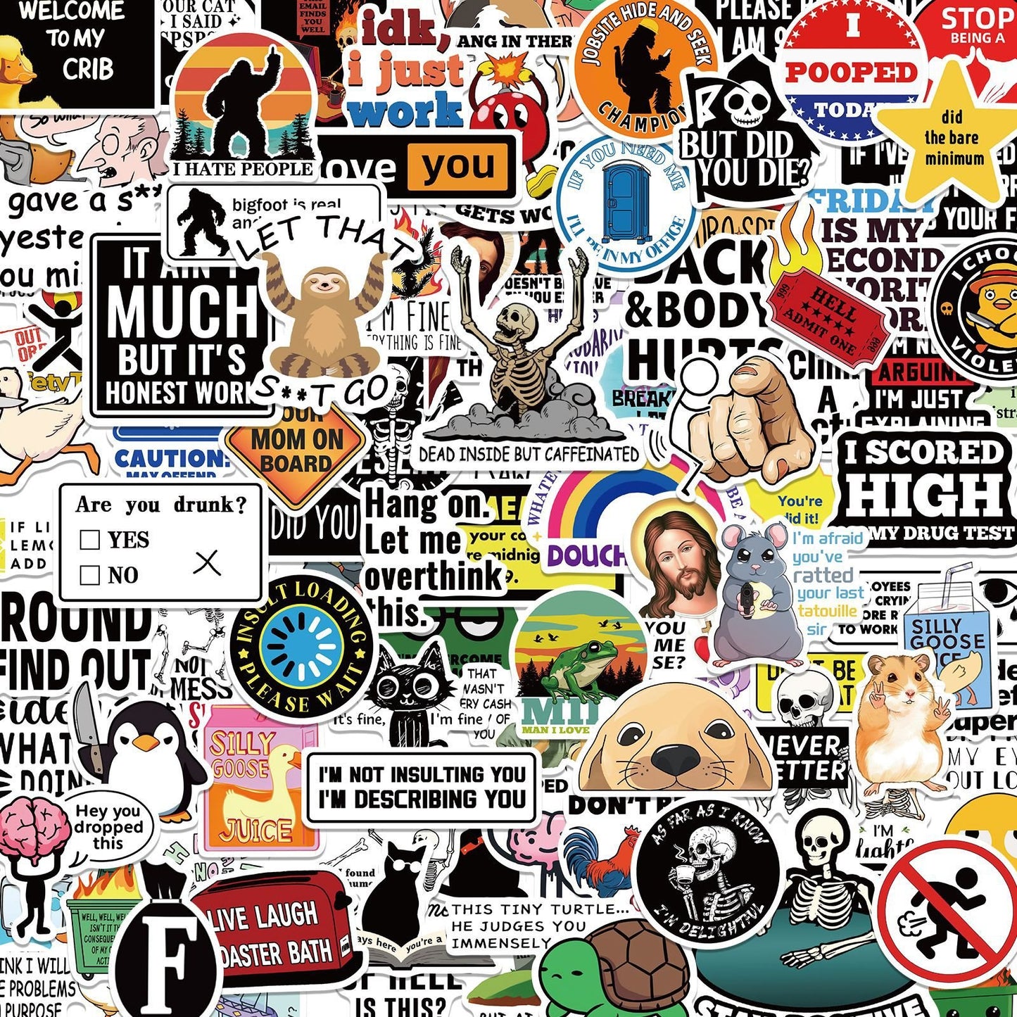 🔥😻Funny Prank Meme Graffiti Stickers for DIY notebooks, Luggage, and Water Bottles🎁 Waterproof & No Residue😻