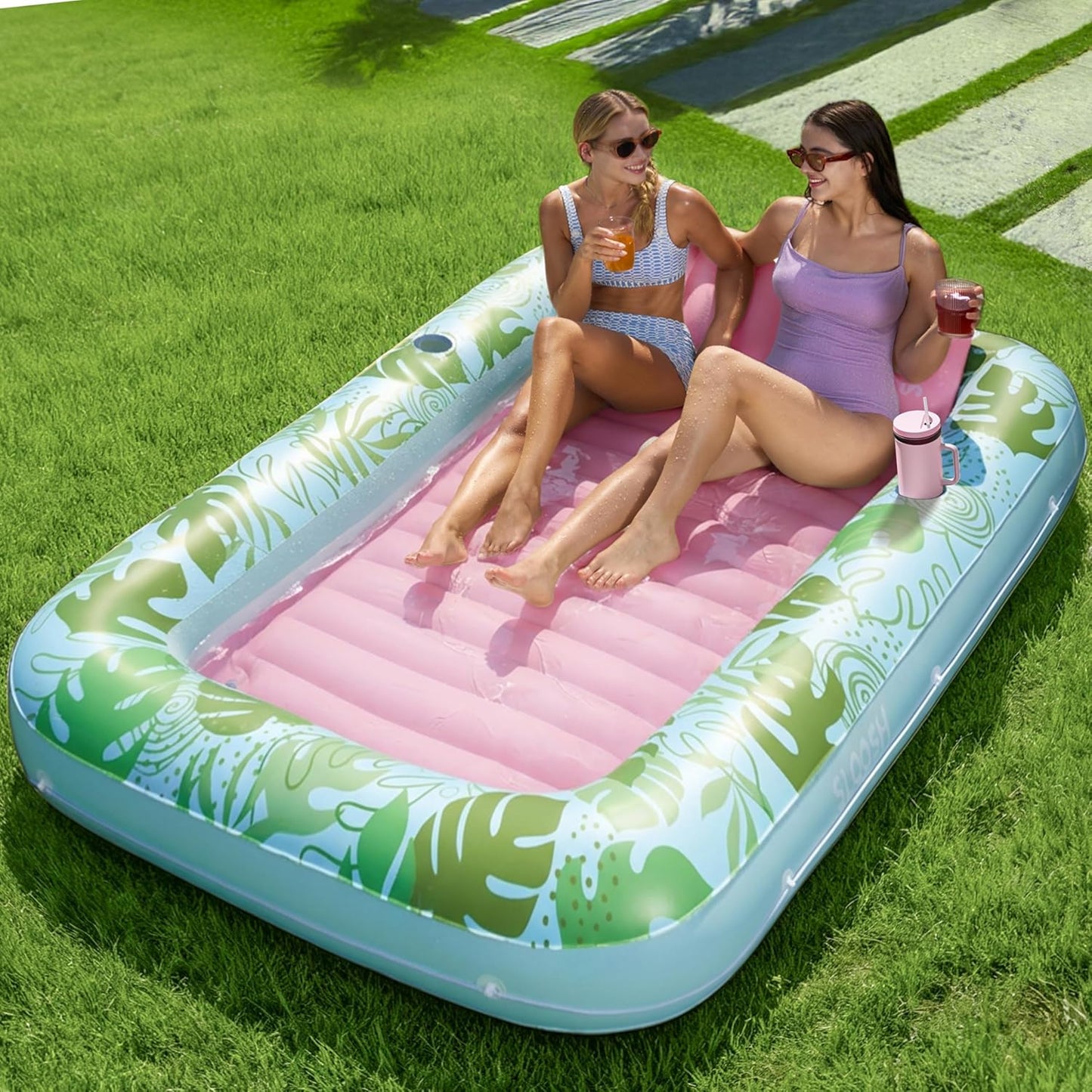 ✨ XL Blushing Pink Pool Float with Pillow | Sunbathing Lounge & Blow-Up Ball Pit